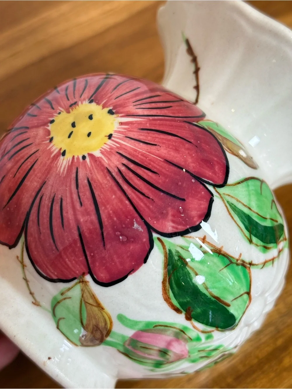 Vintage Hand-Painted Floral Ceramic Vase Blue Ridge Southern Pottery